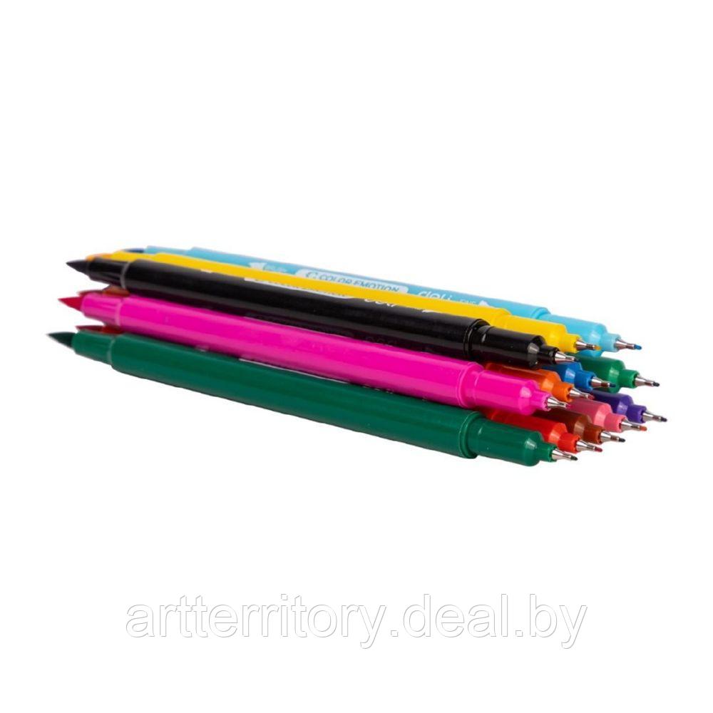 Фломастеры двухсторонние DELI "Color Emotion" C15112 (12 цветов, в пластиковом пенале) - фото 4 - id-p226082426