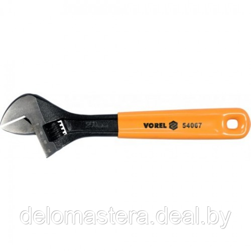 Ключ разводной с обрезиненой желтой ручкой 250мм, губки до 29мм. "Vorel" 54067