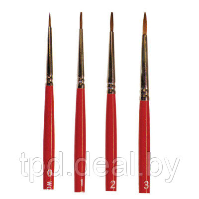 Художественнная кисть F1620-#1 из натуральной щетины - красный соболь,красная ручка