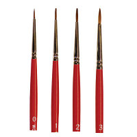 Художественнная кисть F1620-#1 из натуральной щетины - красный соболь,красная ручка