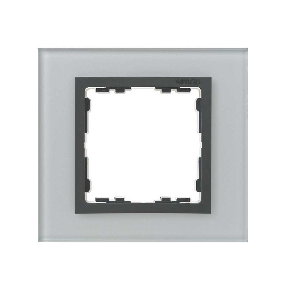 82817-35 Рамка на 1 пост стекло серого цвета с центральной частью цвета графит Nature - фото 1 - id-p226086934