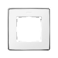 8201610-244 Рамка на 1 пост белого цвета с металлическим основанием цвета хром Detail