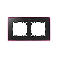 8201620-261 Рамка на 2 поста цвета графит с металлическим основанием неонового розового цвета Detai