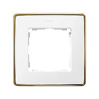 8201610-245 Рамка на 1 пост белого цвета с металлическим основанием цвета золото Detail