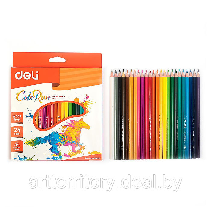Карандаши цветные пластиковые "Color Run" 24 цвета в картонной упаковке - фото 1 - id-p226081797