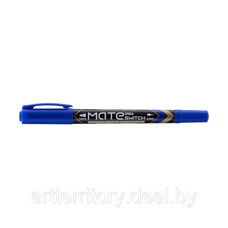 Маркер перманентный Mate двухсторонний, 1 мм/0,5 мм, пулевидный наконечник, синий - фото 1 - id-p226081803