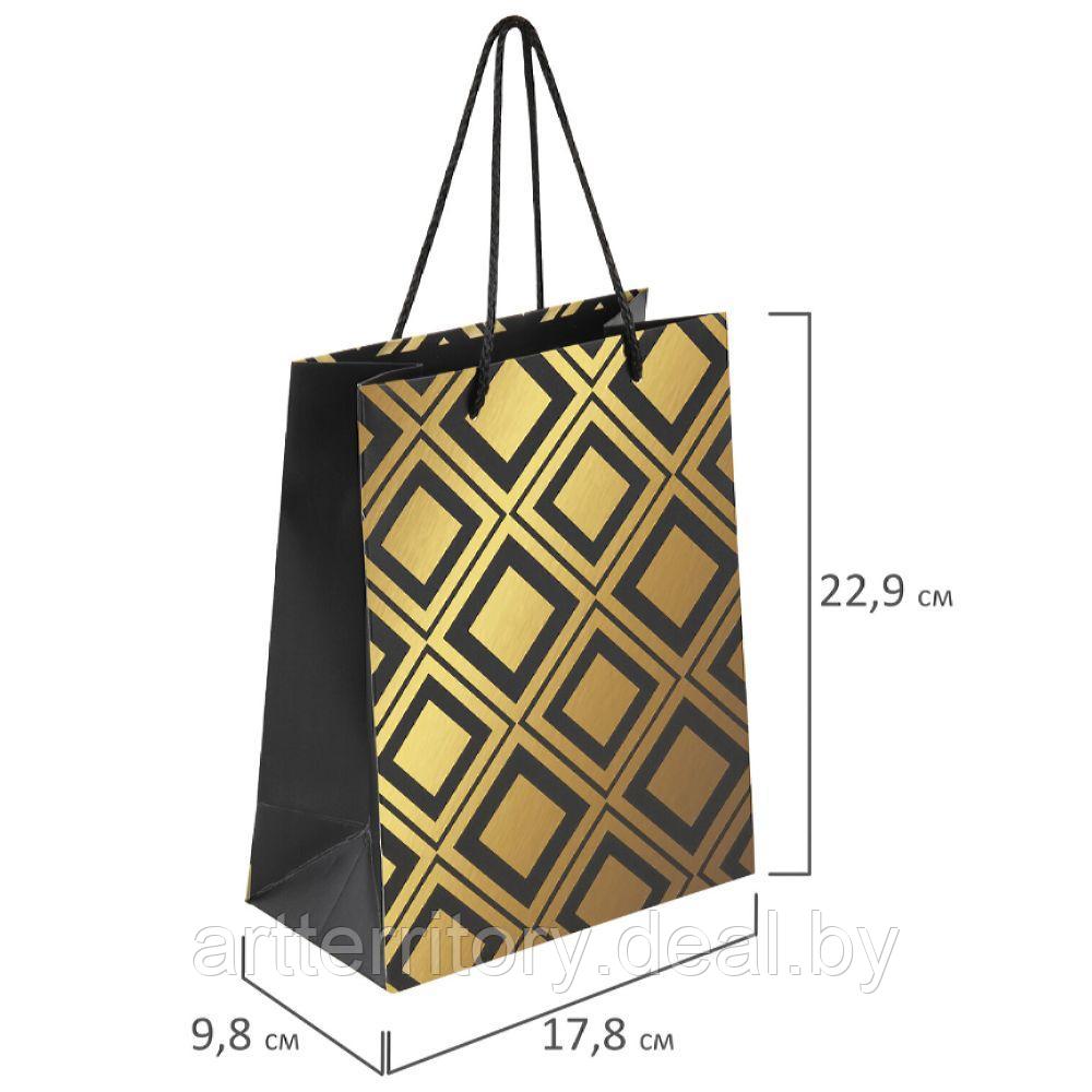 Пакет подарочный 17,8x9,8x22,9 см,"Gold Luxury", тиснение фольгой, черный - фото 2 - id-p226082443
