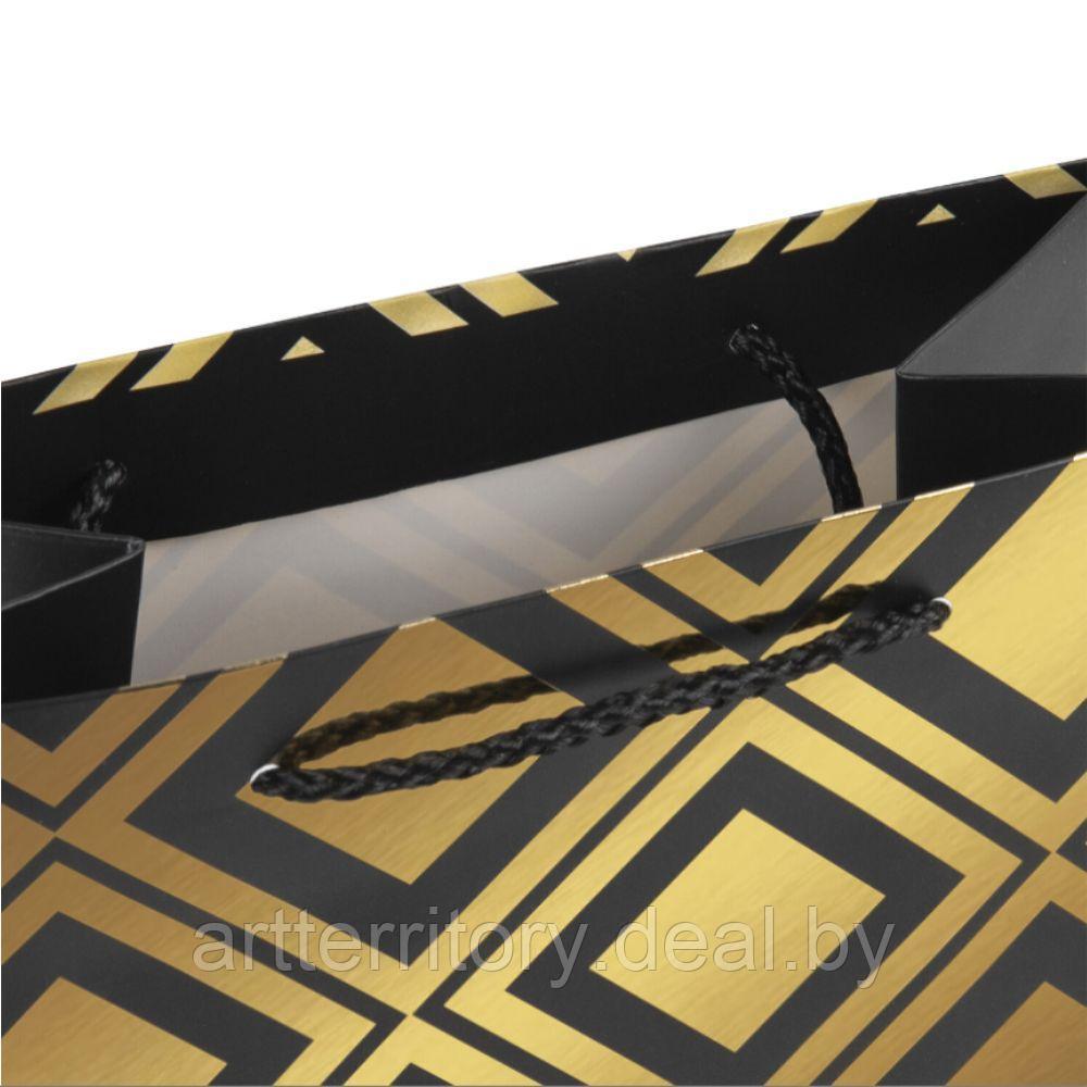Пакет подарочный 17,8x9,8x22,9 см,"Gold Luxury", тиснение фольгой, черный - фото 4 - id-p226082443
