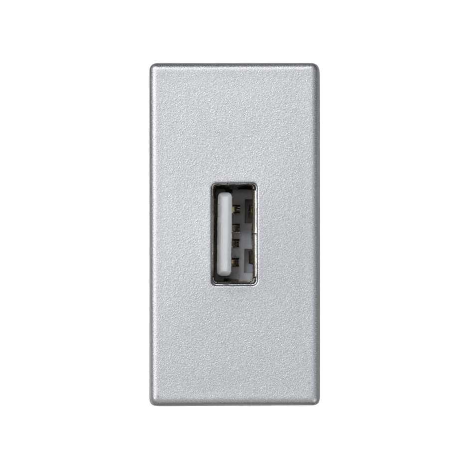 K128B/8 Разъем USB 2.0 Тип А "мама" модуль K45 узкий цвета алюминий Simon K45 - фото 1 - id-p226092101
