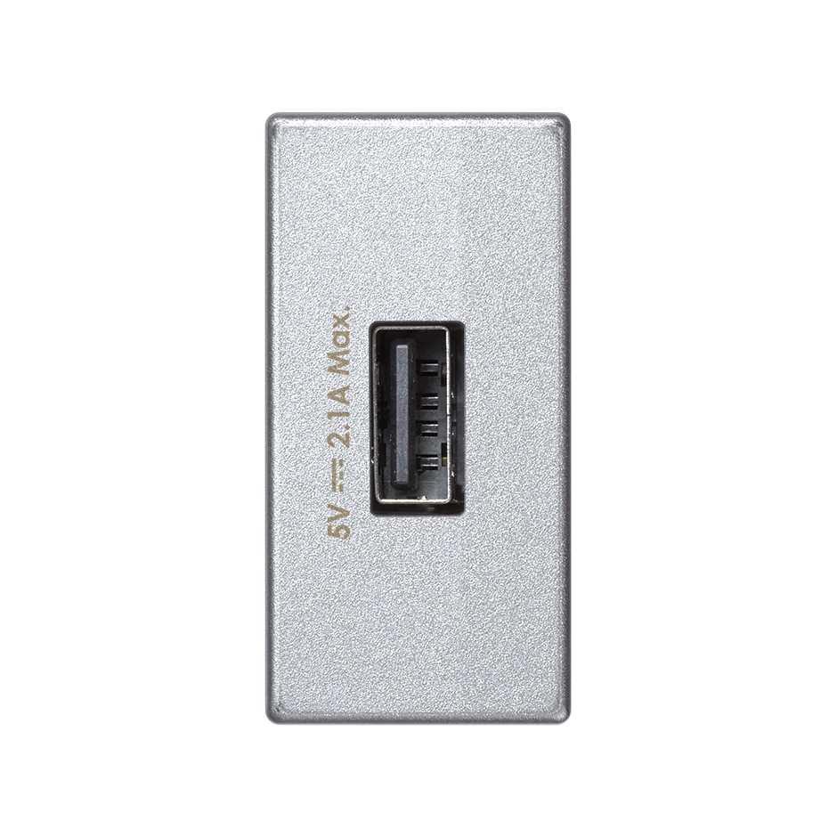 K126D/8 Зарядное устройство USB узкий модуль K45 5В 2.1A 230В~ цвета алюминий с винтовым соединением Simon K45 - фото 1 - id-p226092248