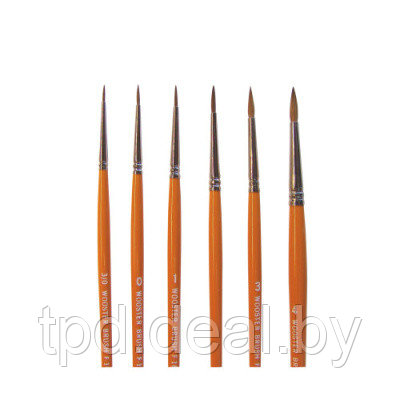 Художественнная кисть F1627-#1 из натуральной щетины -красный соболь, оранжевая ручка - фото 1 - id-p226093652