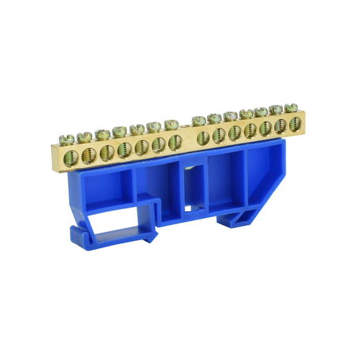 Шина нулевая изолированная ШНИ 6х9 мм 14 отверстий с DIN-изолятором синяя ETP - фото 1 - id-p226090557