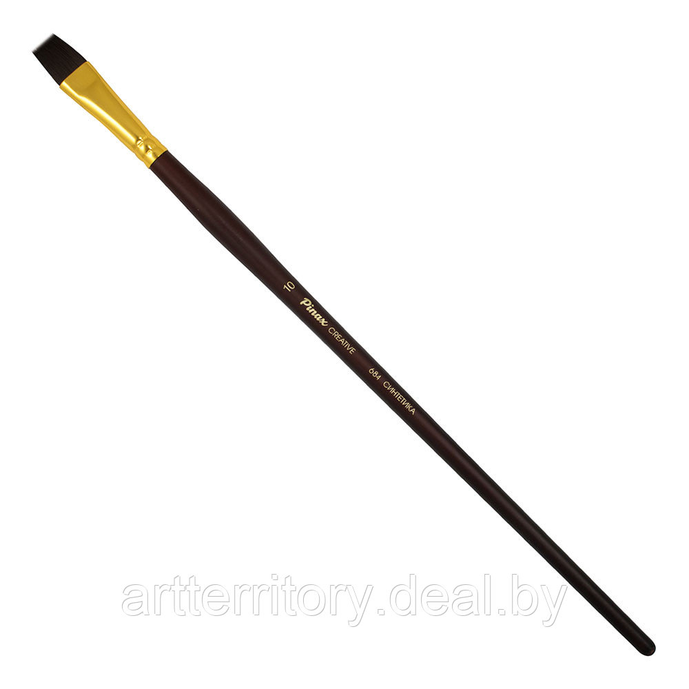 Кисть синтетика жесткая плоская №10 (13,7 мм) длинная ручка "Pinax Creative" - фото 1 - id-p226081932
