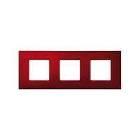 2700637-080 Накладка декоративная для базовой рамки на 3 поста гаммы Artic матового красного цвета Play
