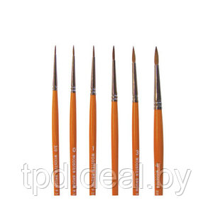 Художественнная кисть F1627-#4 из натуральной щетины -красный соболь, оранжевая ручка