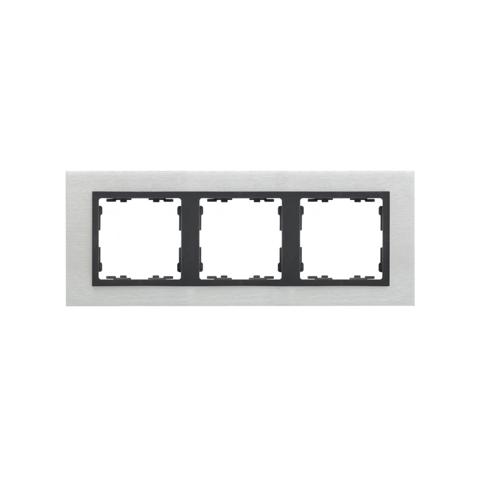 82837-31 Рамка на 3 поста металл матовая сталь с центральной частью цвета графит Nature - фото 1 - id-p226091678
