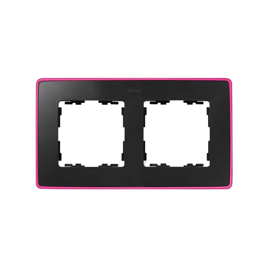 8201620-261 Рамка на 2 поста цвета графит с металлическим основанием неонового розового цвета Detai - фото 1 - id-p226091761