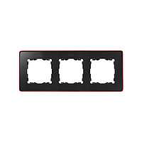 8201630-252 Рамка на 3 поста цвета графит с металлическим основанием матового красного цвета Detail