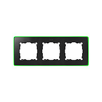8201630-260 Рамка на 3 поста цвета графит с металлическим основанием неонового зеленого цвета Detai