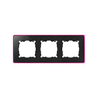 8201630-261 Рамка на 3 поста цвета графит с металлическим основанием неонового розового цвета Detai