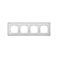 8201640-244 Рамка на 4 поста белого цвета с металлическим основанием цвета хром Detail