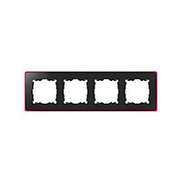 8201640-261 Рамка на 4 поста цвета графит с металлическим основанием неонового розового цвета Detai