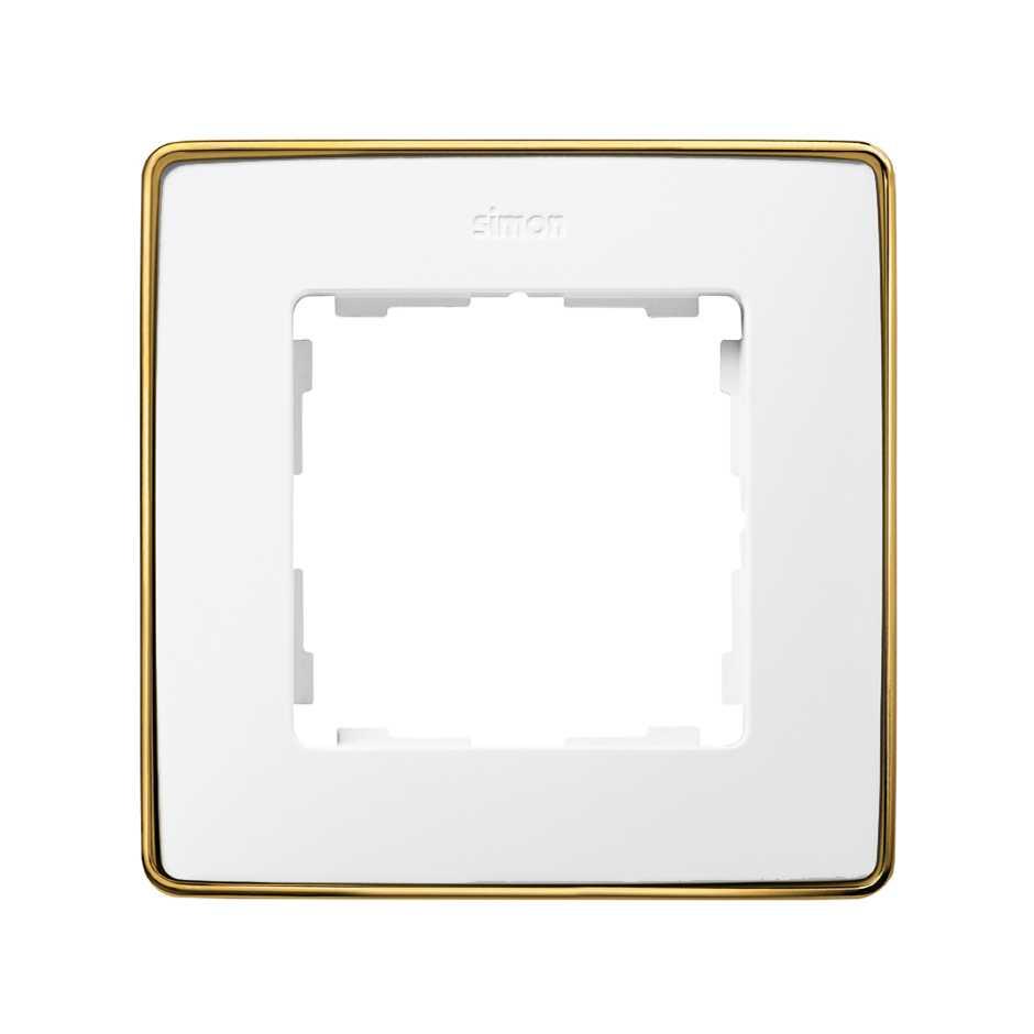 8201610-245 Рамка на 1 пост белого цвета с металлическим основанием цвета золото Detail - фото 1 - id-p226092770