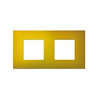 2700627-081 Накладка декоративная для базовой рамки на 2 поста гаммы Artic матового желтого цвета Play