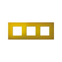 2700637-081 Накладка декоративная для базовой рамки на 3 поста гаммы Artic матового желтого цвета Play