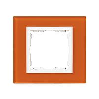 82617-65 Рамка на 1 пост стекло оранжевого цвета с центральной частью белого цвета Nature