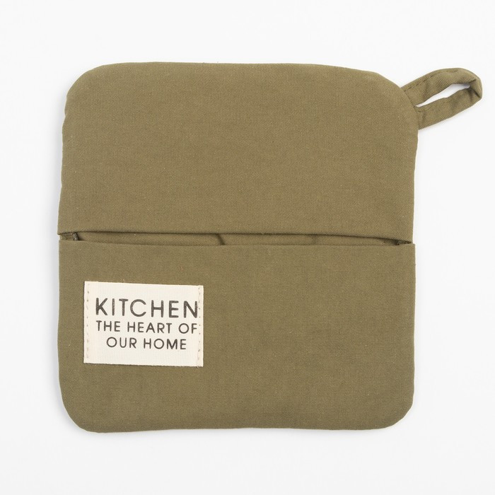 Кухонный набор Этель Kitchen, цвет зелёный, варежка-прихватка 18х29 см, прихватка 19х19 см - фото 4 - id-p226093766