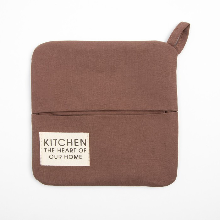 Набор кухонный Этель Kitchen, цвет. коричневый, варежка-прихватка 18х29 см, прихватка 19х19 см - фото 4 - id-p226093767
