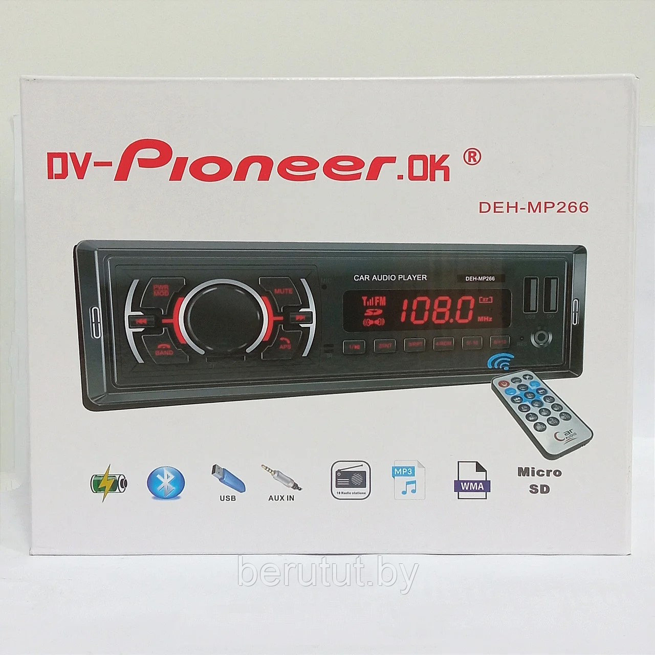 Магнитола в машину 1 din Bluetooth с пультом ДУ PIONEER DEH-266 - фото 7 - id-p226115084