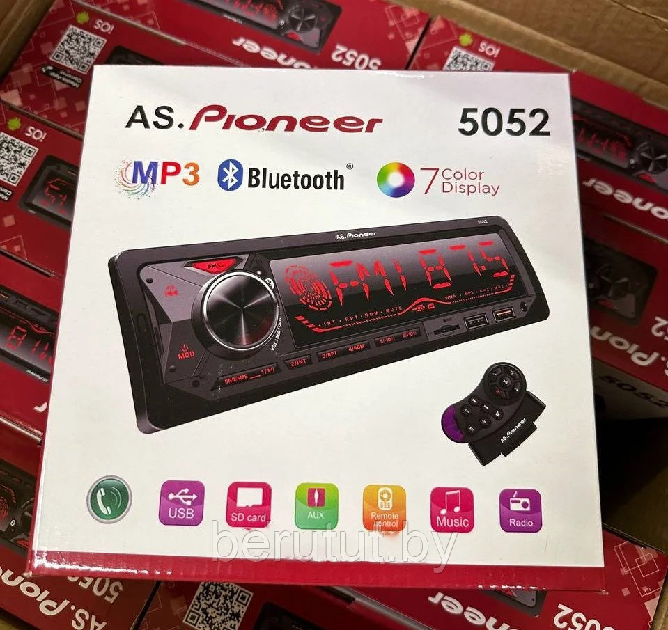 Магнитола в машину 1 din Bluetooth с пультом на руль PIONEER 5052 - фото 9 - id-p226115126