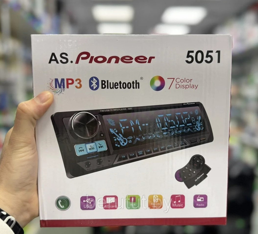 Магнитола в машину 1 din Bluetooth с пультом на руль PIONEER 5051 - фото 5 - id-p226115204