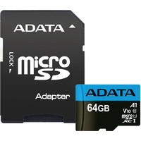Карта памяти ADATA Premier AUSDX64GUICL10A1-RA1 microSDXC 64GB (с адаптером) - фото 1 - id-p226118702