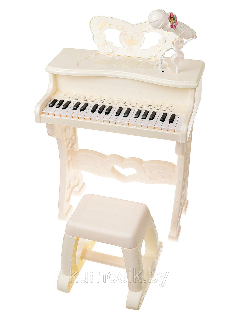 Детское пианино со стульчиком, синтезатор с микрофоном 6626B - фото 1 - id-p218382497