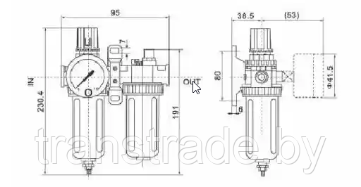 Блок подготовки воздуха SFC 400 (фильтр-регулятор, лубрикатор)