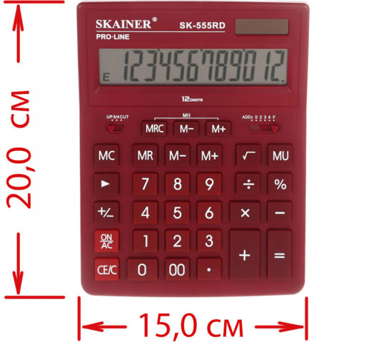 Калькулятор 12-разрядный Skainer SK-555 красный - фото 2 - id-p224854670