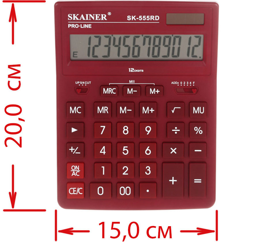 Калькулятор 12-разрядный Skainer SK-555 красный - фото 3 - id-p224854670