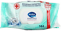 Салфетки влажные Aura Family 144 шт., антибактериальные