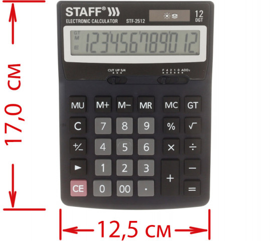 Калькулятор 12-разрядный Staff STF-2512 черный - фото 2 - id-p225958274