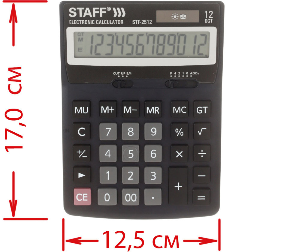 Калькулятор 12-разрядный Staff STF-2512 черный - фото 3 - id-p225958274