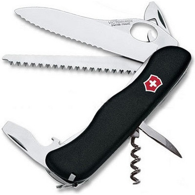 Нож перочинный Victorinox Trailmaster One Hand Wavy Edge 0.8463.MW3 с фиксатором 12 функций черный - фото 1 - id-p226128861