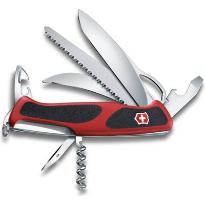 Нож перочинный Victorinox RangerGrip 57 Hunter (0.9583.MC) 130мм 13функций красный/черный карт.коробка - фото 1 - id-p226128863