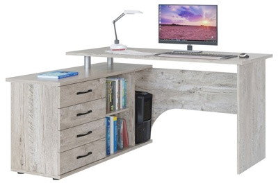 Компьютерный стол Сокол-Мебель КСТ-109 (правый, дуб сонома/белый) - фото 1 - id-p226127623