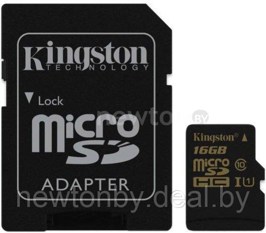 Карта памяти Kingston microSDHC UHS-I (Class 10) 16GB + SD адаптер (SDCA10/16GB) - фото 1 - id-p226131921
