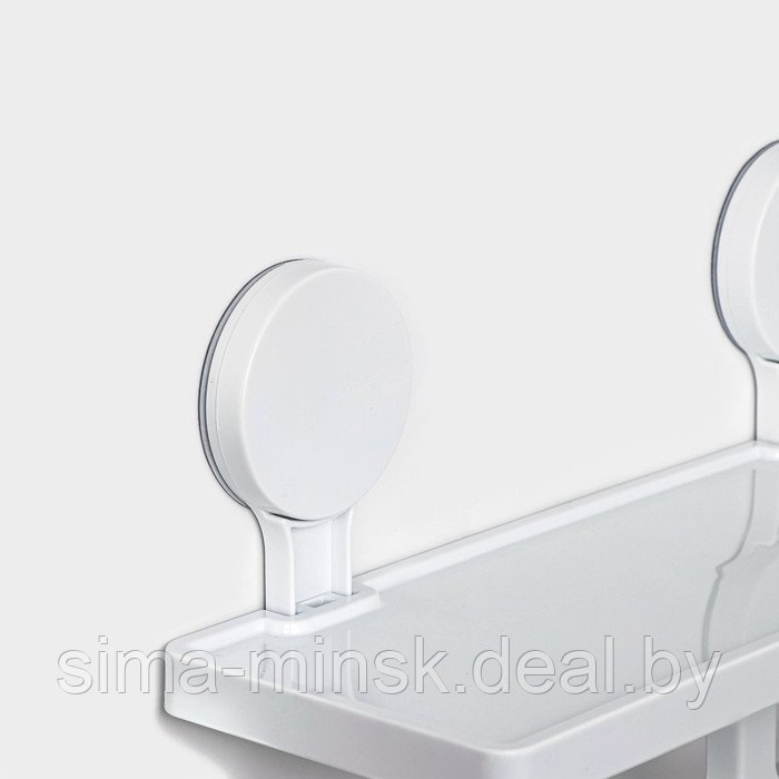 Полка для ванных принадлежностей на липучках 17х32х11,5 см, цвет белый - фото 2 - id-p226148005