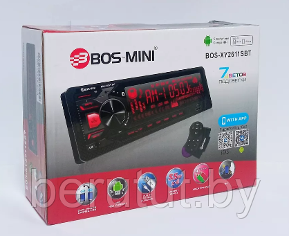 Магнитола в машину 1 din Bluetooth с пультом на руль BOS-MINI BOS-XY2611SBT - фото 1 - id-p226148003