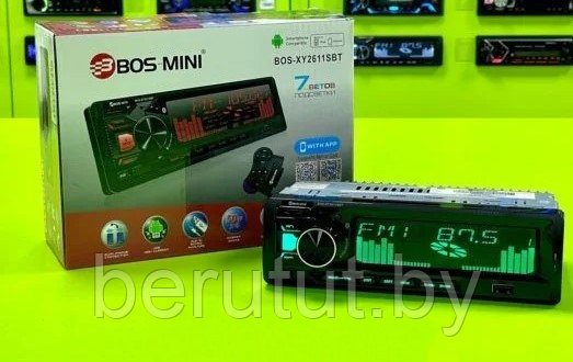 Магнитола в машину 1 din Bluetooth с пультом на руль BOS-MINI BOS-XY2611SBT - фото 9 - id-p226148003